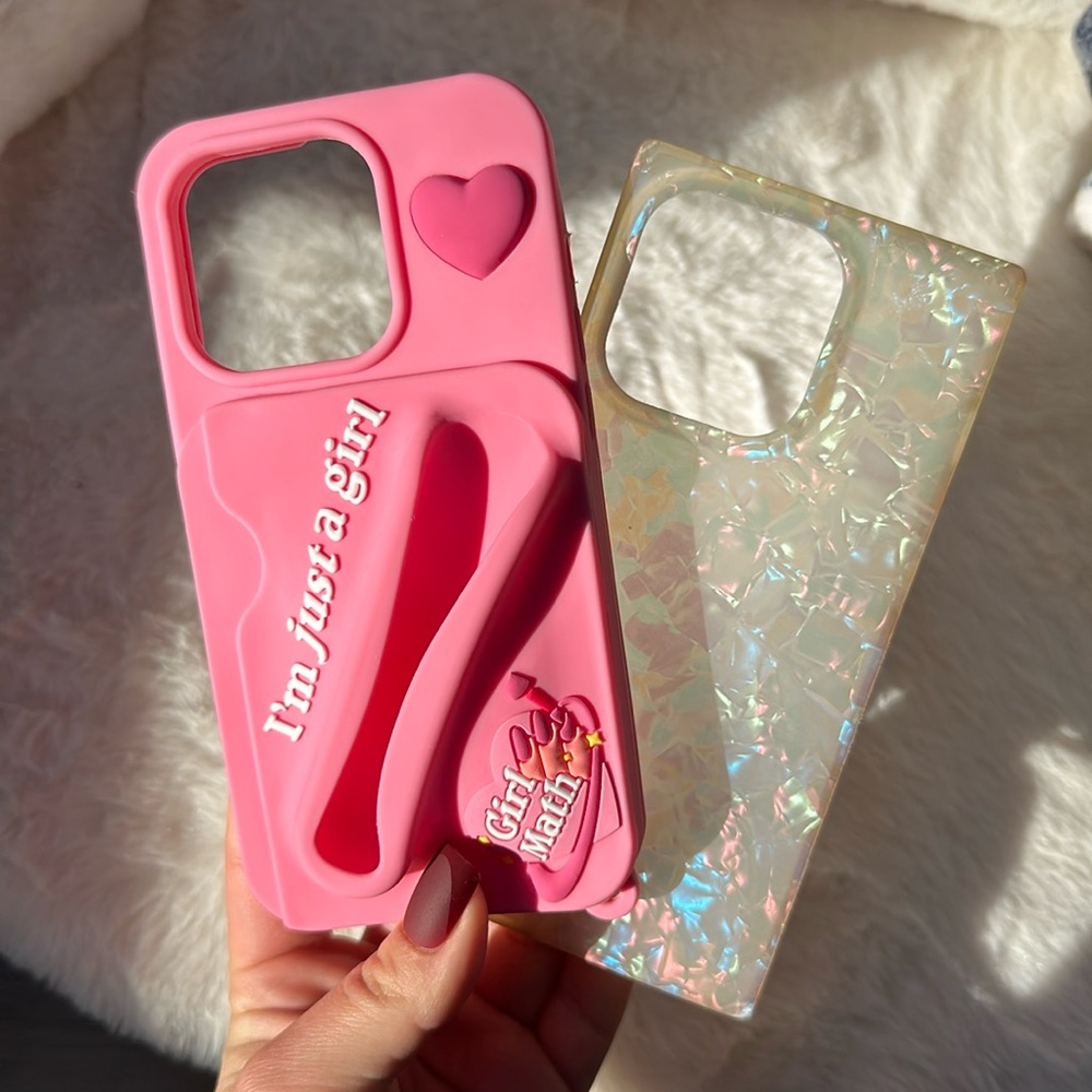 One pink iPhone 14 Pro phone case Lip Gloss Phone Case Wallet &  Holder Keychain
